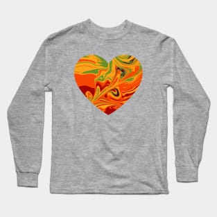 Warm Summer Abstract Melt Artwork Heart Long Sleeve T-Shirt